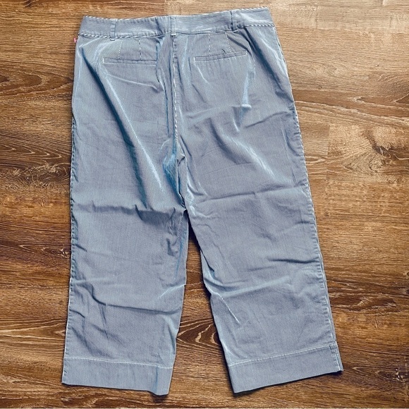 Talbots Wide Leg Crop 12 Blue White Pinstripes - Picture 8 of 9